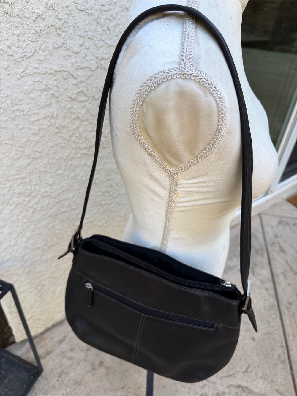 Tignanello Black Leather Shoulder Purse